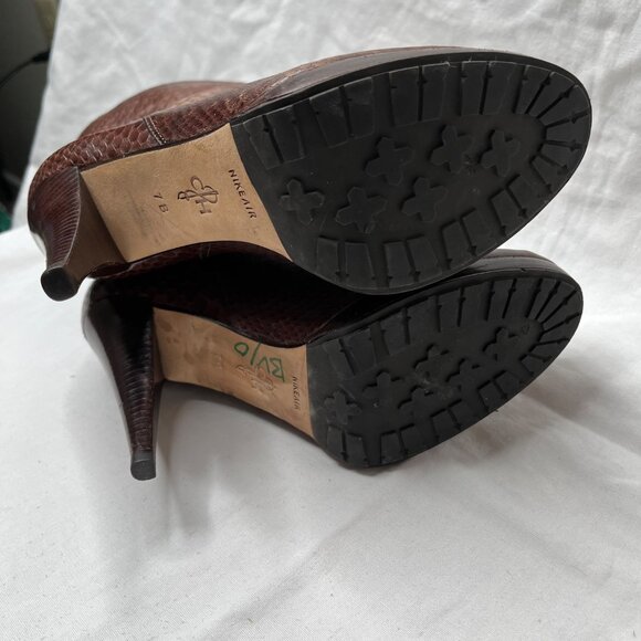 Cole Haan Nike Air Womens Brown Scale Print Leather High Heel Ankle Boots 7 - Picture 8 of 11